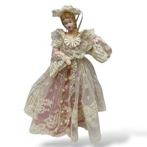 Vintage Victorian Lady Holiday Figurine Christmas Decor Tree Topper 10"